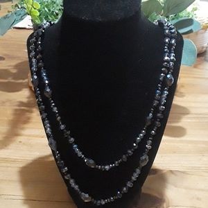 Black Onyx long beaded neckace